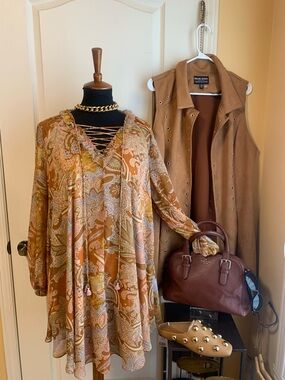 Boho Paisley Lace-Up Dress Haute Hippie